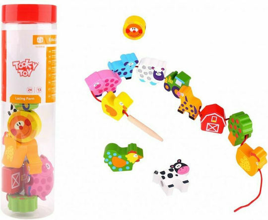 Tooky Toys Pull-Along Toy Pull-Along Animals with Cord made of Wood for 24++ Months