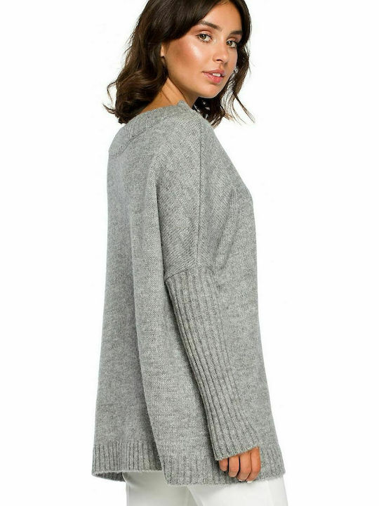 BE Knit Women's Long Sleeve Sweater Gray