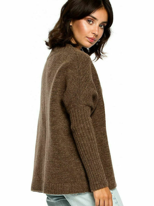 BE Knit Women's Long Sleeve Sweater Brown