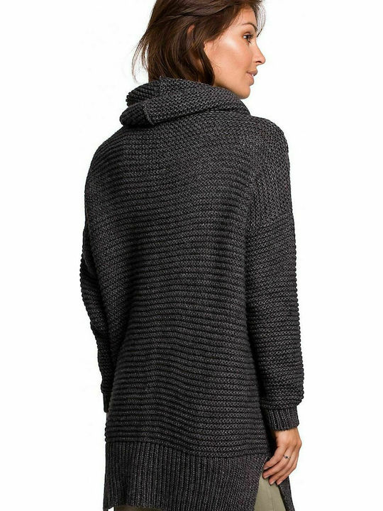 BE Knit Damen Langarm Pullover Rollkragen Anthracite