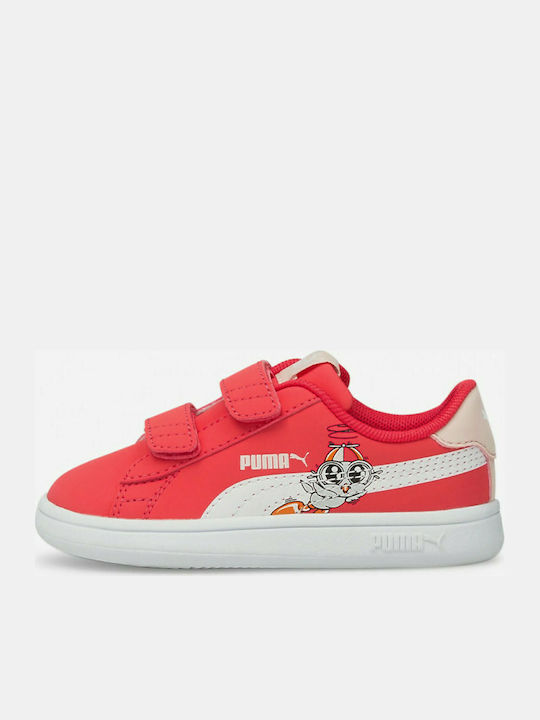 Puma Παιδικό Sneaker Smash V2 με Σκρατς Ροζ