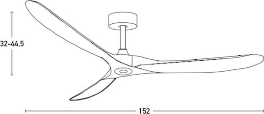 Zambelis Lights Ventilator De Tavan 152cm Negru