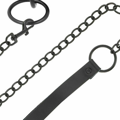 Darkness Thin Black Full Collar with Leash in Schwarz Farbe D-226690