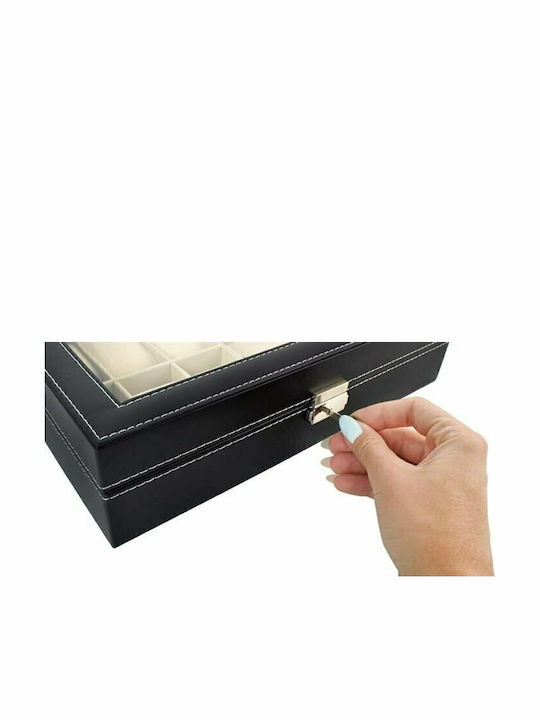 Cb cases Θήκη από Δερματίνη με διάφανο καπάκι για 6 ρολόγια σε Μαύρο χρώμα 00008497