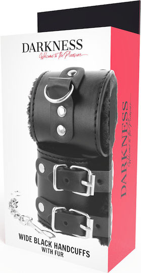 Darkness Wrist Restraints Black with Fur Cătușe în Culoare Negru