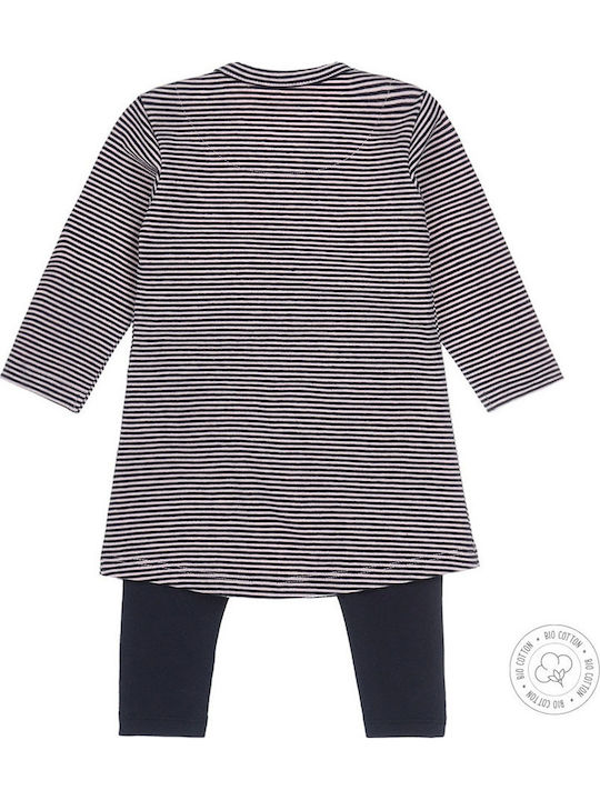 Baby set two-colour striped cotton blouse with dark blue leggings for girls Dirkje N204 (3-9 months)