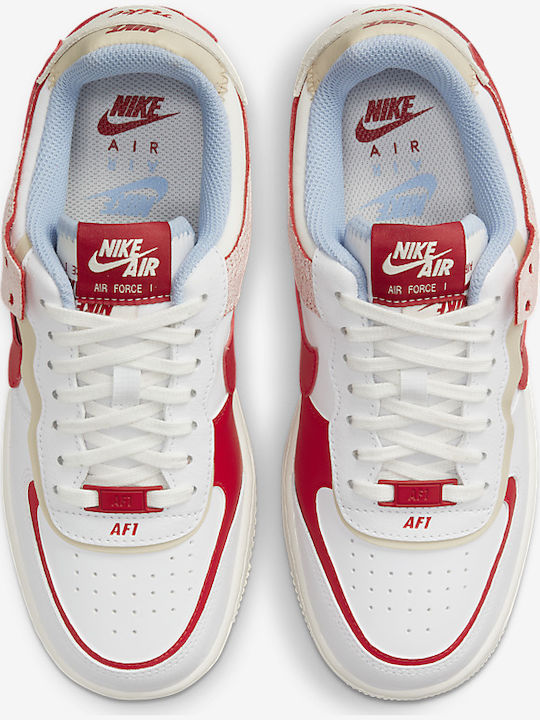 Air Force 1 Shadow Damen Flatforms Sneakers Summit White / Gym Red / Aluminum / University Red