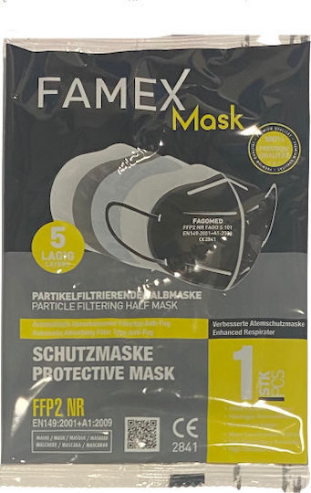 Famex 5 Layers Particle Filtering Half Mask FFP2 NR Маска за защита FFP2 Черен 5бр