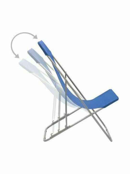 Deckchairs Metallic with Blue Fabric 2pcs 75x57x99cm