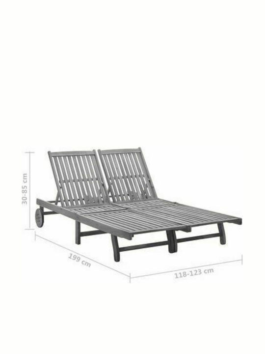 Ξαπλώστρα Διπλή Ξύλινη Γκρι 199x123x85εκ.