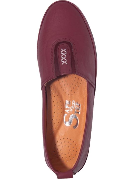 732 Leder Damen Mokassins in Rot Farbe