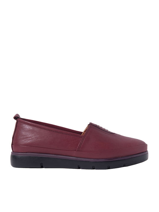 732 Leder Damen Mokassins in Rot Farbe