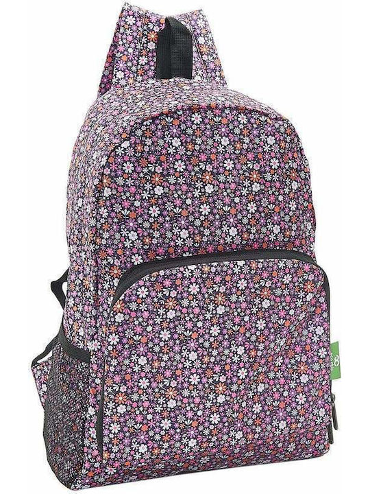 Eco Chic Foldable Purple Ditsy School Bag Backpack Junior High-High School in Purple color