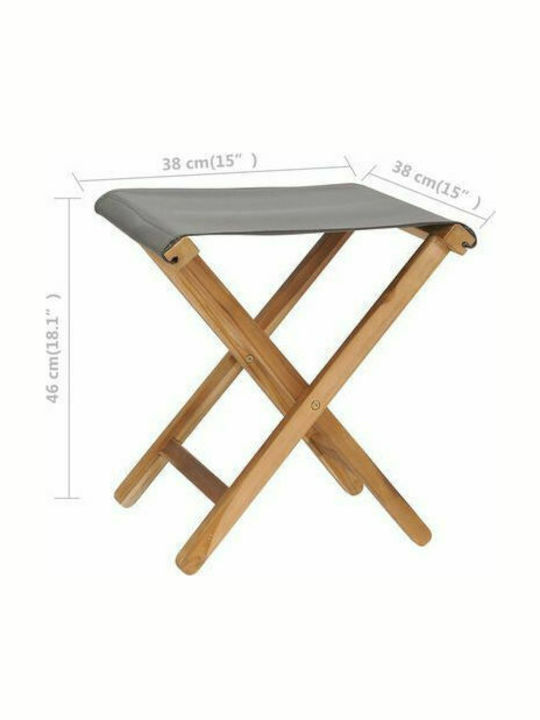 Wooden Outdoor Stool Teak Dark Grey 2 Pieces 38x38x46cm