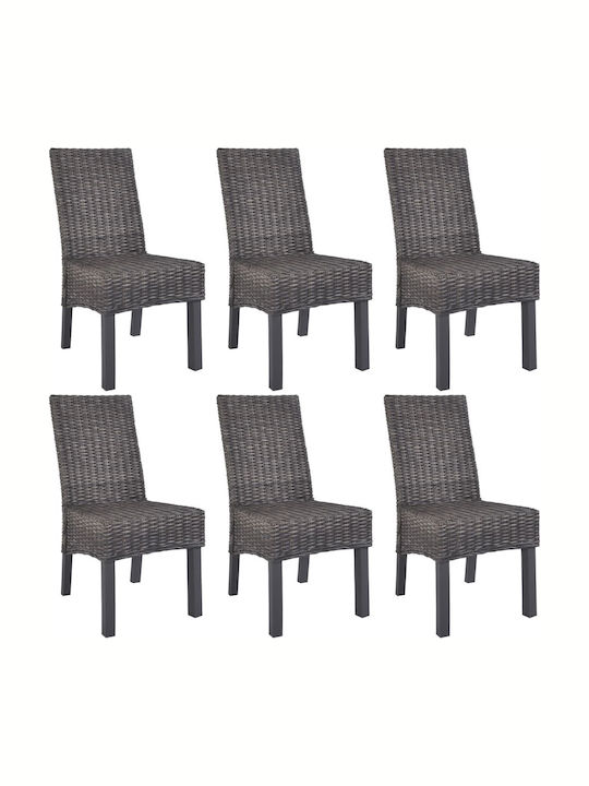 Außenstuhl Rattan Coffee 6Stück 46x41.5x93cm.