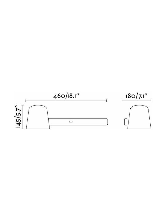 Faro Barcelona Tila Modern Lamp Wall with Socket E27 and Switch Black 46x18cm