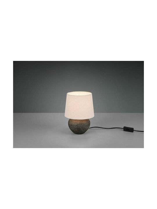 Trio Lighting Lou Ceramic Table Lamp for Socket E14 with Beige Shade and Brown Base