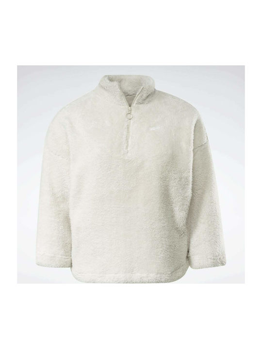 Winter Women's Fleece Blouse Long Sleeve with Zipper Stucco