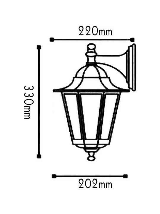 Aca Wall-Mounted Outdoor Lantern E27 IP45 22x33εκ.