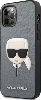 Karl Lagerfeld Saffiano Karl's Head Coperta din spate Piele artificială Argint (iPhone 12 Pro Max) KLHCP12LSAKHSL