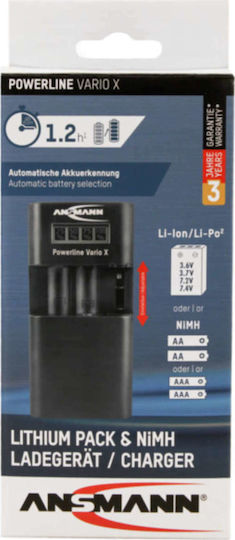 Ansmann Powerline Vario X USB Încărcător 2 Baterii Li-ion/Ni-Cd/Ni-MH Dimensiune AA/AAA
