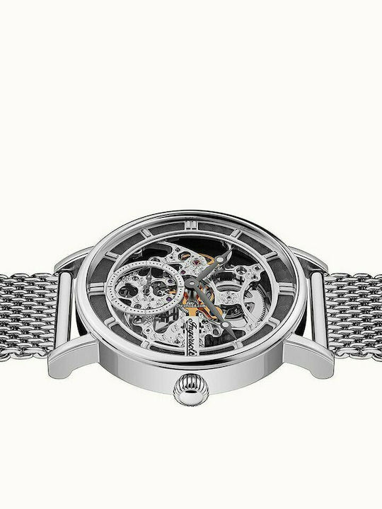 Ingersoll Herald Ανδρικό Ρολόι 40mm Αυτόματο με Ασημί Μεταλλικό Μπρασελέ