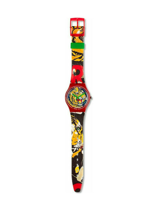 Swatch Bengala Unisex Uhr Batterie mit Kautschukarmband