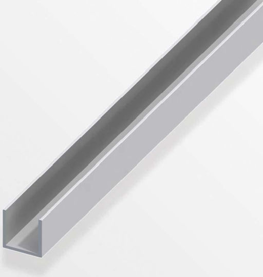 Alfer Aluminium Profile Aluminum 'Aluminum U' Silver 1m 10x11.5x1.5mm 100x1.15x1cm