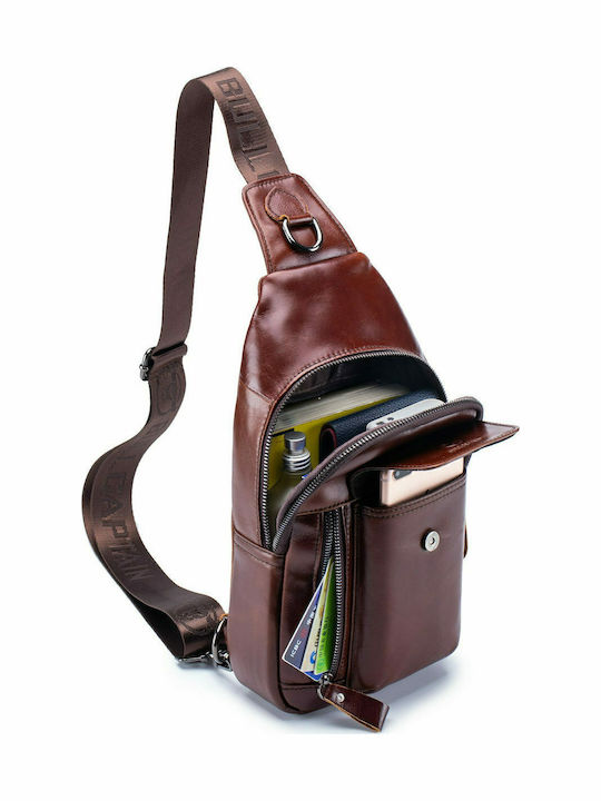 Leather Men's Bag Sling Brown