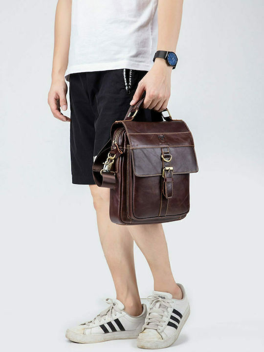 Leather Men's Bag Shoulder / Crossbody Dark Brown