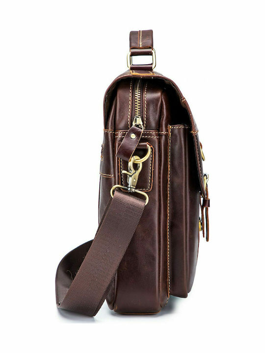 Leather Men's Bag Shoulder / Crossbody Dark Brown