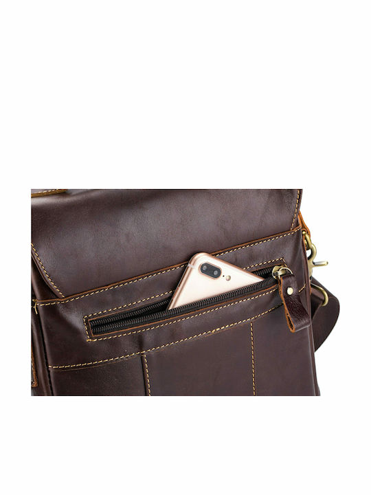 Leather Men's Bag Shoulder / Crossbody Dark Brown