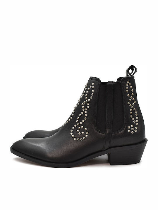 Leder Damen Chelsea-Stiefel Schwarze