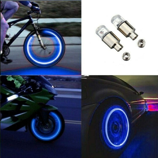 AG190B Bicycle Valve Cap Valve Cap with Light 2 pcs Blue