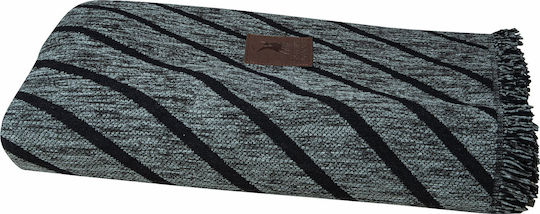 Greenwich Polo Club 2774 Zweisitzer-Sofa Überwurf Chenille 180x250cm Grau / Schwarz