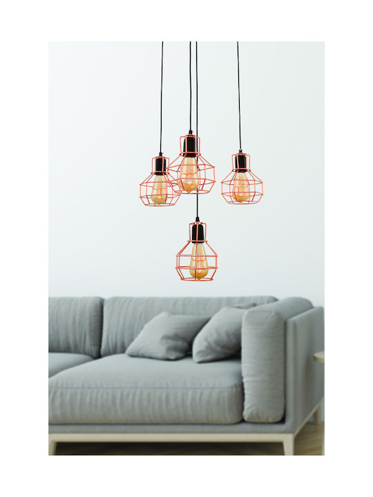 Klikareto Perro Pendant Chandelier Grid for 4 Bulbs E27 Bronze