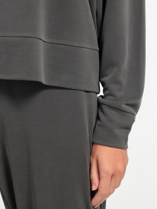 1681 Women's Long Sleeve Gray Crop Top