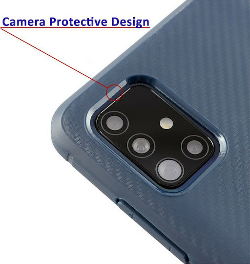 Idol 1991 Carbon Rugged Camera Protective Задна корица Силикон Син (Galaxy S20+)