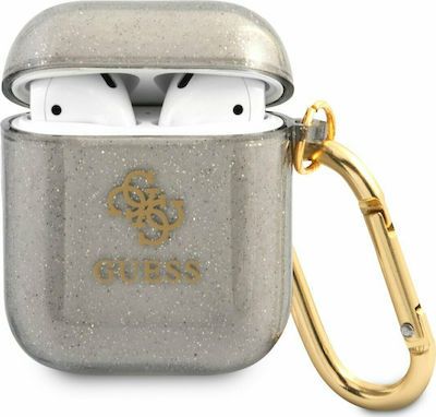 Guess 4G Glitter Калъф Силикон в Черно цвят за Apple AirPods 1 / AirPods 2