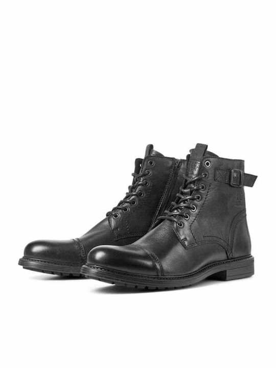 Leder Stiefel Anthracite Black