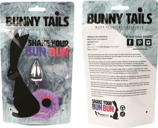 Feelztoys Butt Plug With Bunny Tail Anal Plug Purple 7cm