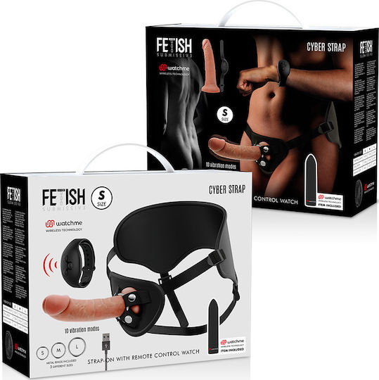 Fetish Submissive Cyber Strap Remote Control Harness And Vibrating Bullet Watchme Technology S Harness with Dildo in skin color