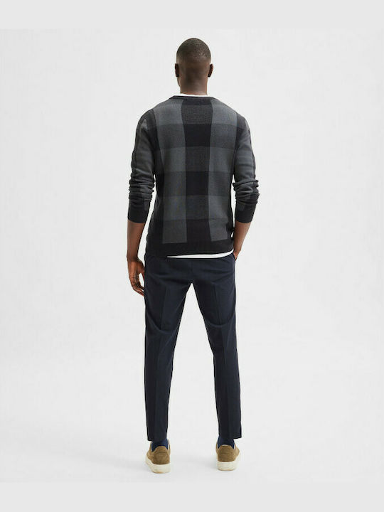 Selected Black Checks Herren Langarm-Pullover Gray