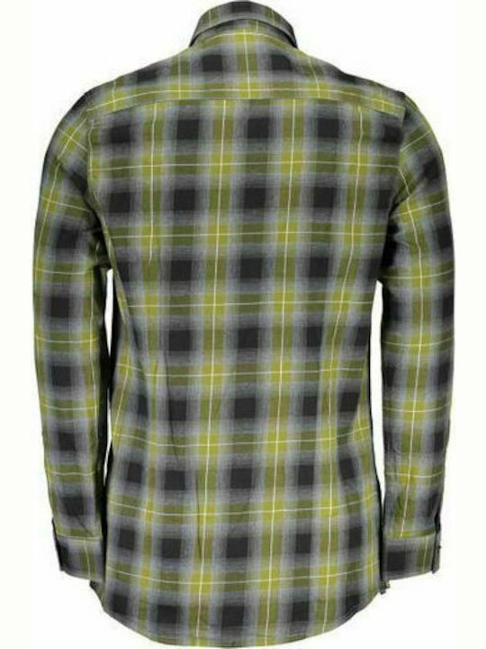 Guess Men's Shirt Long Sleeve Checked Green