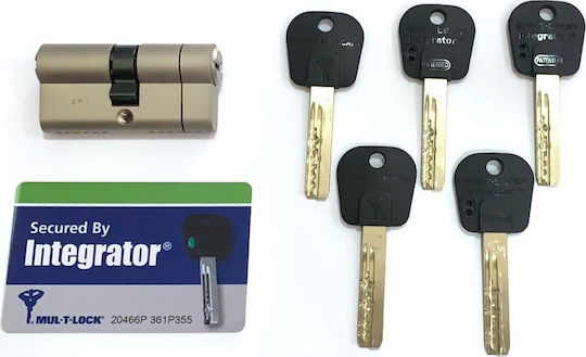 Assa Abloy Lock Cylinder Security Integrator 54mm (27-27) with 5 Keys Silver