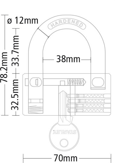 Stanley Bronze Padlock Brass with Key 70mm 1pcs