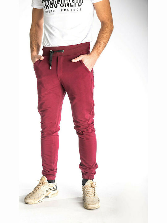 Paco & Co Men's Sweatpants with Rubber Burgundy