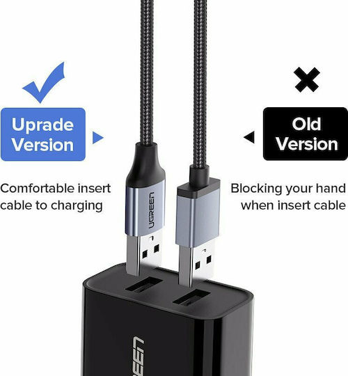 Ugreen Braided USB 2.0 to micro USB Cable Μαύρο 1.5m (60147)