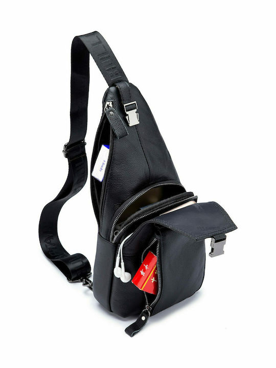 Leather Men's Bag Sling Black