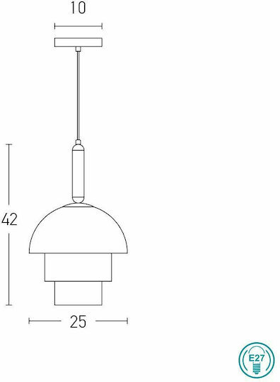 Zambelis Lights Adjustable Pendant Light Rose Gold Bell with Socket E27 25x25x42cm